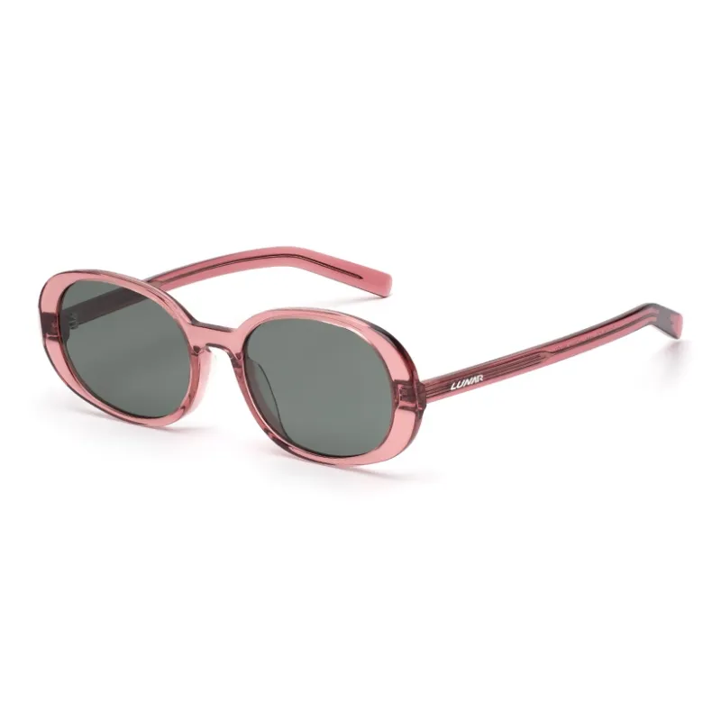 LUNAR Plate Frame Oval Sunglasses Unisex Black Lotus Color White Pink-9