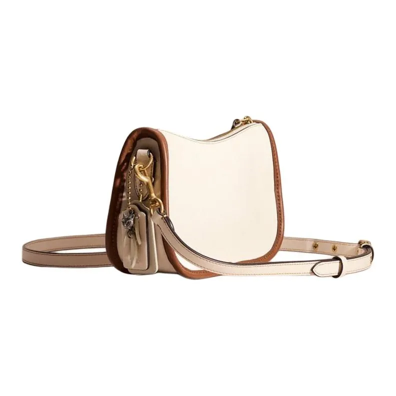 COACH Swinger Leather Portable Crossbody Bag Shoulder Bag Medium Size Women's Brass With White Jade Inlay-2