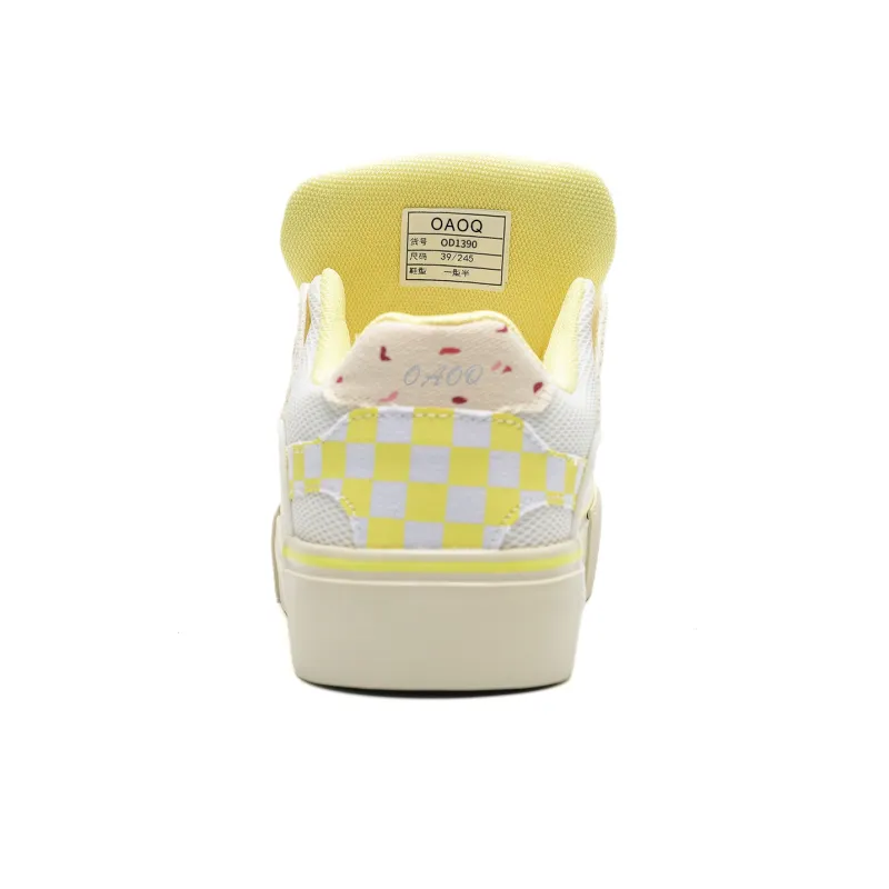 OAOQ Wear-resistant And Lightweight Low-Top Skateboard Shoes Women's White Yellow Box-6
