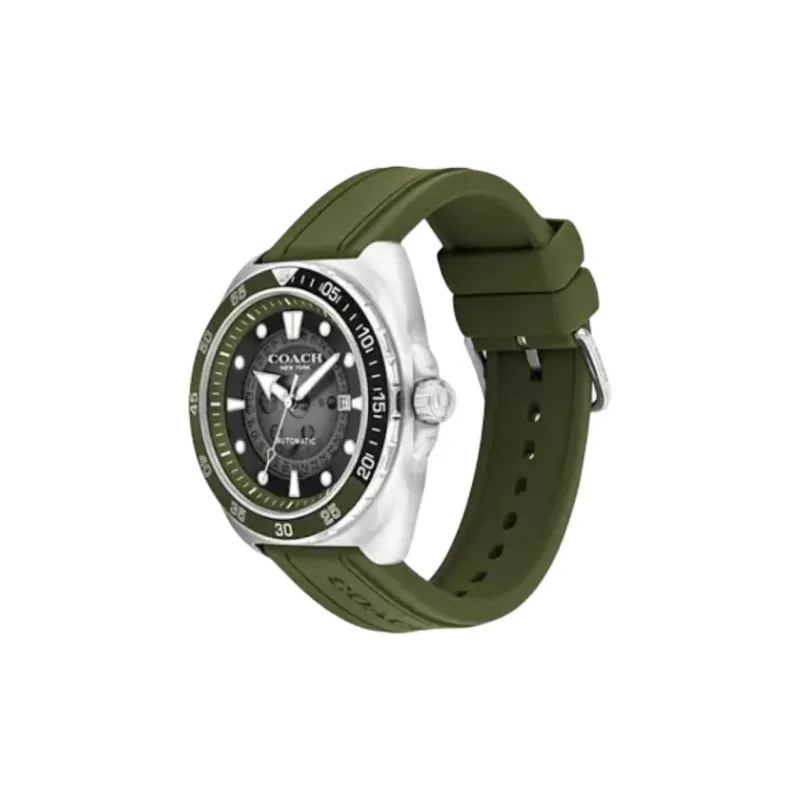 COACH Charter Wrist Watch Automatic Mechanical Movement Silicone Strap 44mm Gray Dial Men's Watches-1