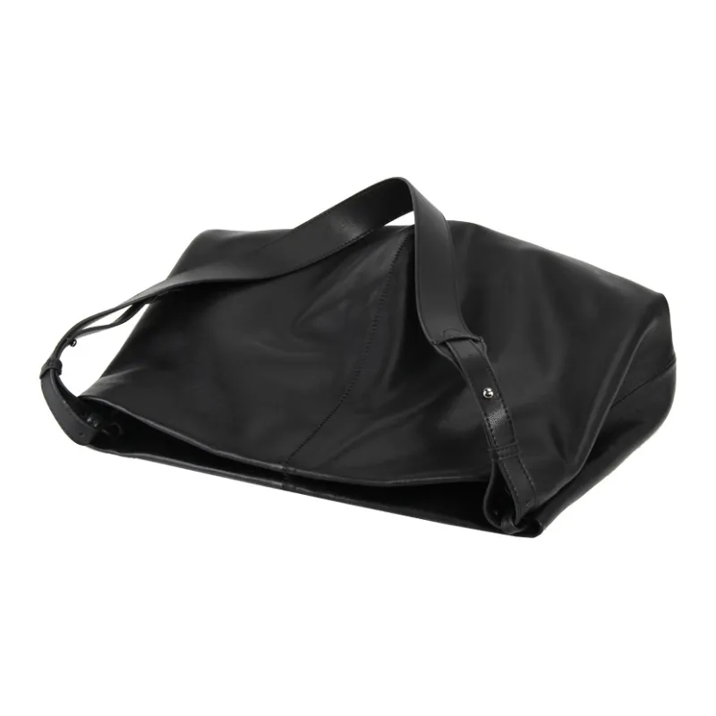 YOCAMU Top Grain Cow Leather Tote Bag Shoulder Bag Women's Black-4