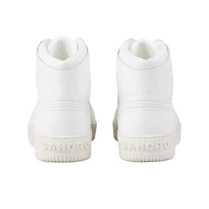 Sandro High Top Skateboard Shoes Men's White-3