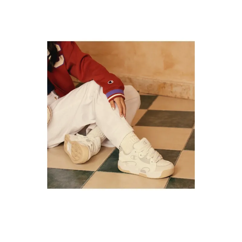 Champion Low Top Skateboard Shoes Women's White Gray-5