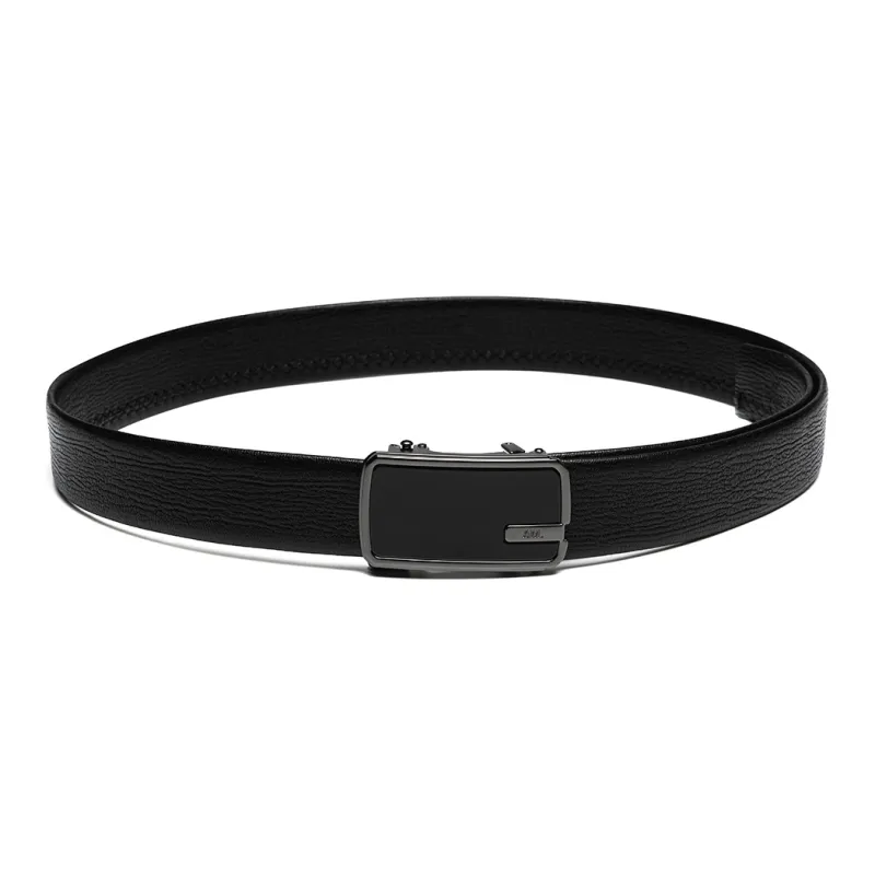 Anthony Miles Zinc Alloy First Layer Of Cowhide Leather Belts Men's Black 3.5cm-3
