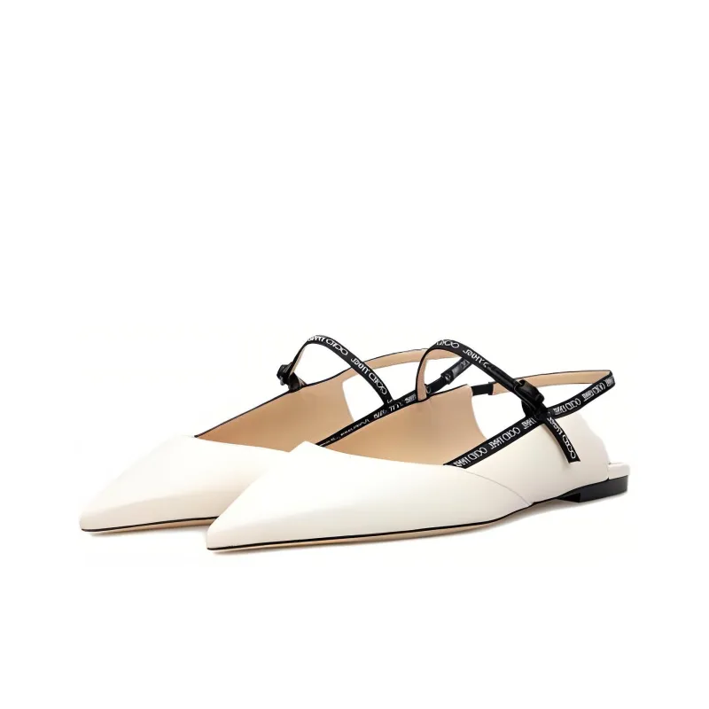 Jimmy Choo Ree Flat Closed Toe Slippers Women's Ecru-2