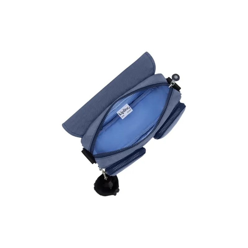 Kipling Polyamide Messenger Bag, Shoulder Bag, Crossbody Bag Small Size Women's Black Noir/Gray Blue Purple/Shang Red-5