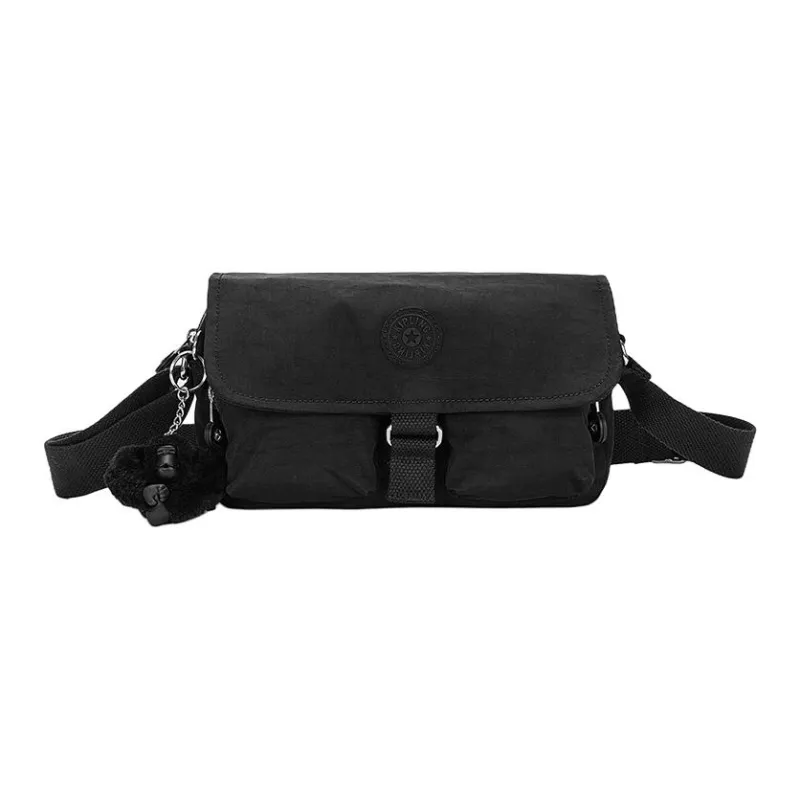 Kipling Polyamide Messenger Bag, Shoulder Bag, Crossbody Bag Small Size Women's Black Noir/Gray Blue Purple/Shang Red-0