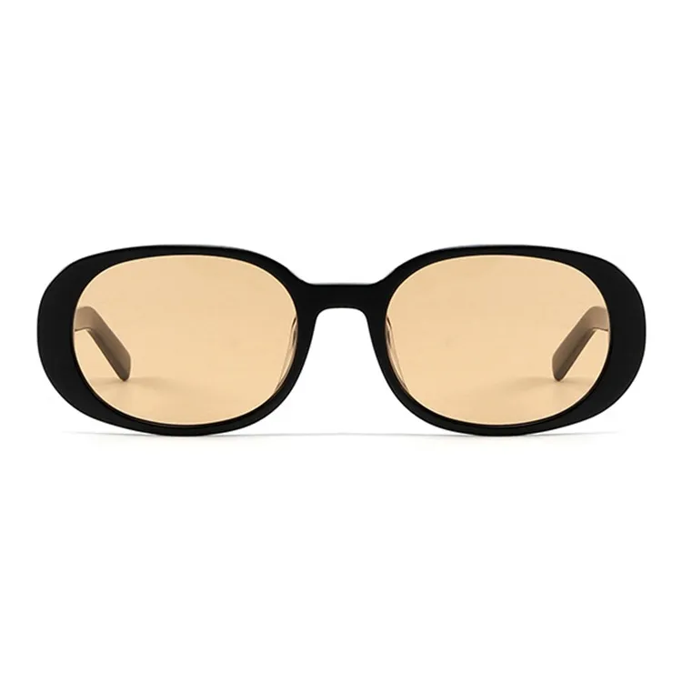 LUNAR Plate Frame Oval Sunglasses Unisex Black Lotus Color White Pink-2