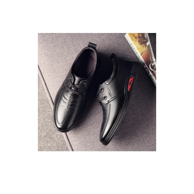 MODENGPAN Men's Casual Shoes Men Low Top Black-4