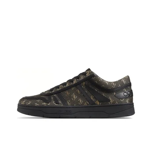Jimmy Choo Hawaii Low Top Stylish Skateboarding Shoes Men's Black Gold