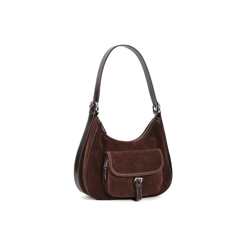YOCAMU Cow Leather Shoulder Bag Women's Brown-7
