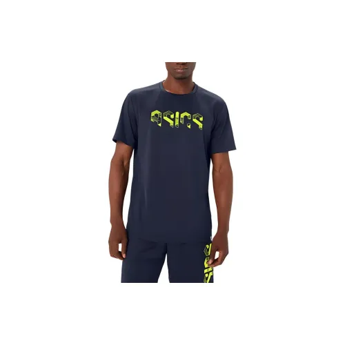 Asics Hex Graphic T-Shirts Men Midnight Color/Safety Yellow