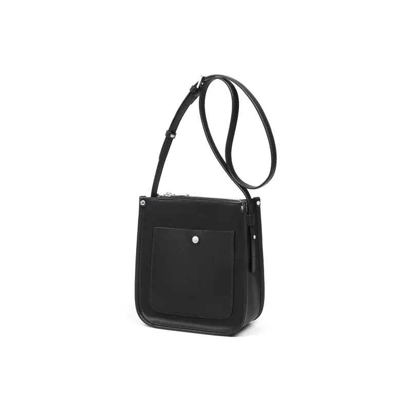 MILLIE'S Cow Leather Patchwork Synthetic Leather Shoulder Bag Crossbody Bag Regular Women's Black/White-2