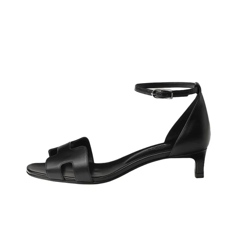 HERMES Joy Strap Sandals 4cm Women's Black-0