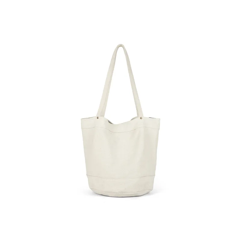 ST&SAT Canvas Shoulder Bag Denim Bag Shoulder Bag Tote Women's Ecru/Dark Blue-2