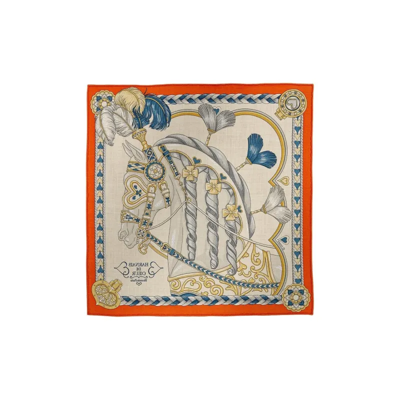 HERMES Silk Knit Scarves Women's Vermilion-1