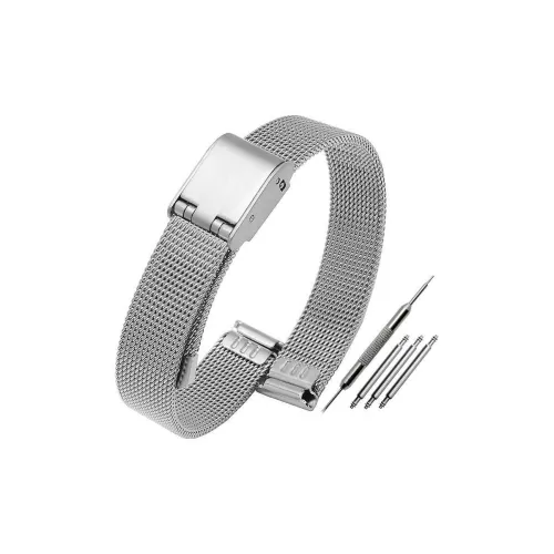 SUNMATE Extra Thin Beige Blue Stainless Steel With Mesh And Woven Watch Bands 8/10/12/14/16/18/20 Width Unisex