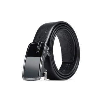Anthony Miles Zinc Alloy First Layer Of Cowhide Leather Belts Men's Black 3.5cn