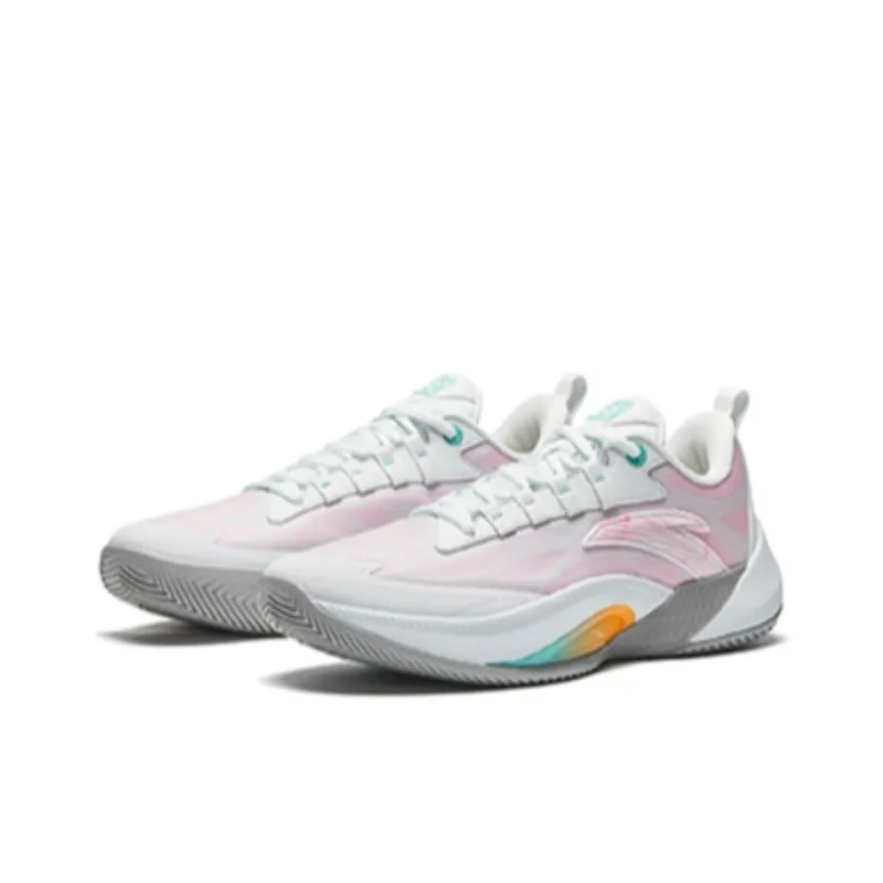 Anta Instantaneous 1 Cushioning Wear-Resistant Low-Top Basketball Shoes Men's White Pink-1