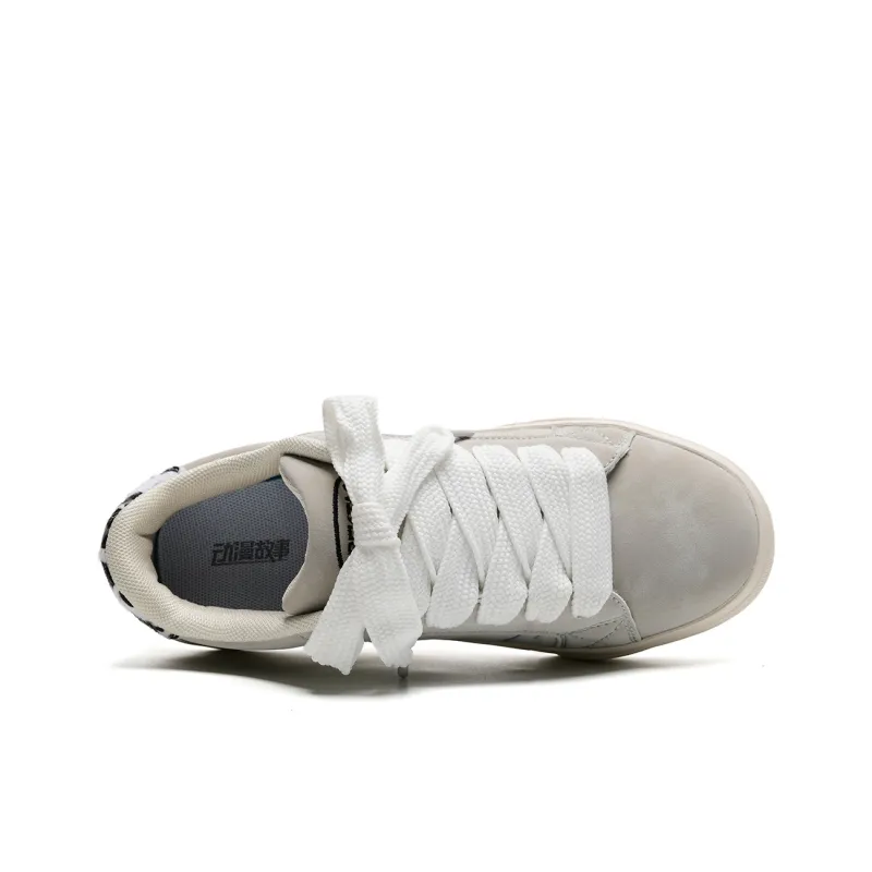 Anime Story Slip Resistant Cushioning, Lightweight, And Breathable Low Top Skateboard Shoes Unisex White Gray-5