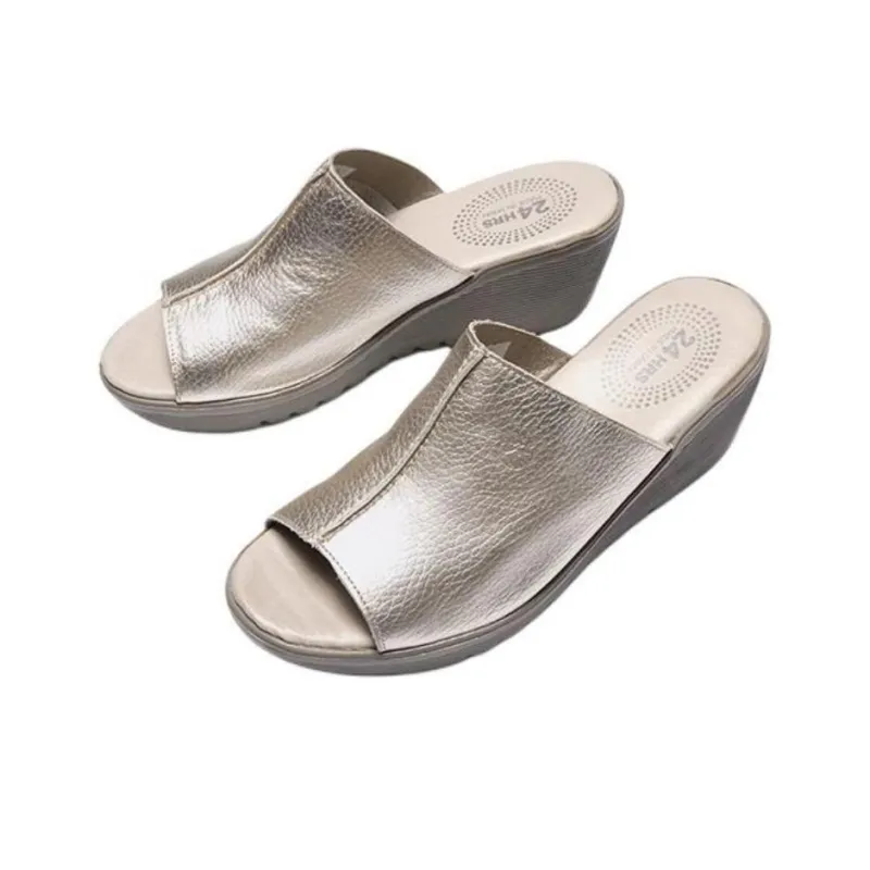 24hrs Slide Slippers 6cm Women's Gold-2