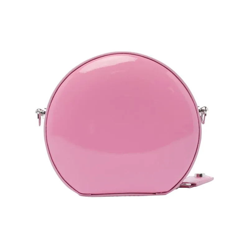 Vivienne Westwood Bright Patent Leather, Cow Leather Round Bag, Shoulder Bag, Crossbody Bag Mini Women's Pink-4