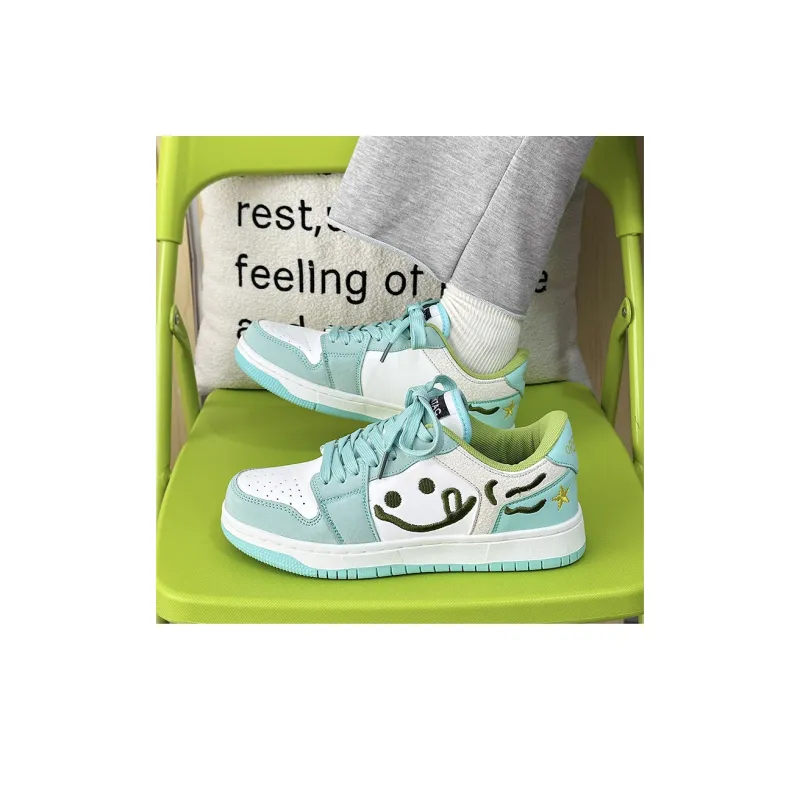 OUBT Refreshing Smiley Face, Preppy Style Casual Shoes Low Top Skateboard Shoes Unisex Fresh Green-6