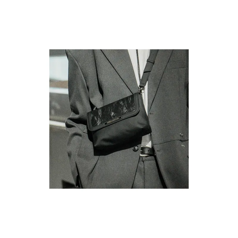 GYXX Artificial Leather Crossbody Bag, Shoulder Bag Unisex Black/White-2