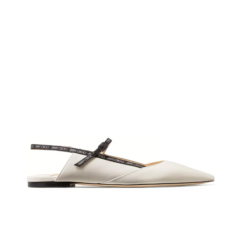 Jimmy Choo Ree Flat Closed Toe Slippers Women's Ecru-1