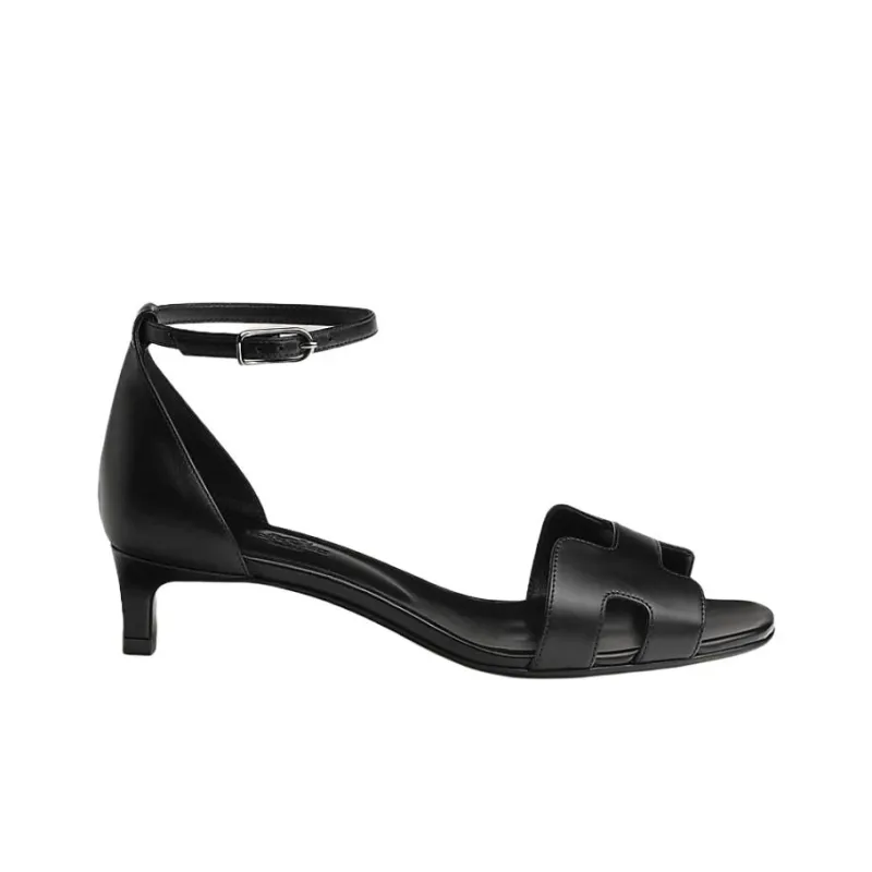 HERMES Joy Strap Sandals 4cm Women's Black-1
