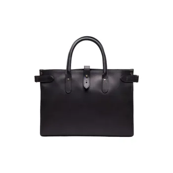 ETTINGER Vegetable Tanned Cow Leather Tote Bag, Shopping Bag, Handbag Unisex Black