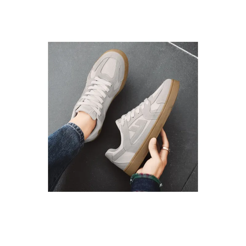 Warrior German Army Trainers Durable Lightweight And Breathable Low Top Skateboard Shoes Unisex Gray White-13
