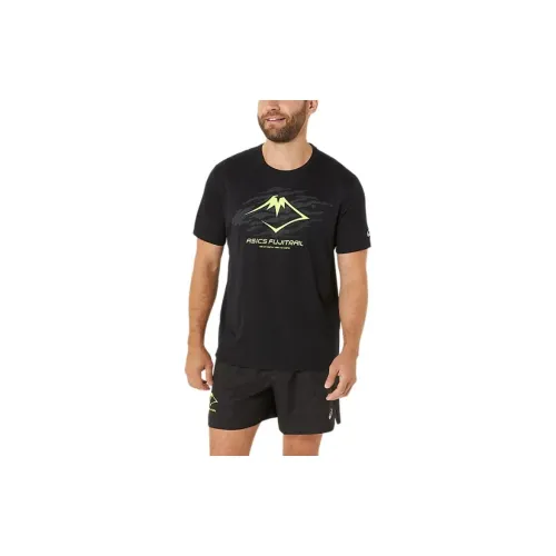 Asics FUJITRAIL T-Shirts Men Black/Gray/Yellow