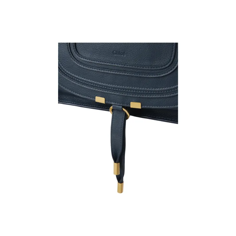 Chloe Marcie Grained Calfskin Shoulder Bag Crossbody Bag Handbag Women's Blue Tapestries-3