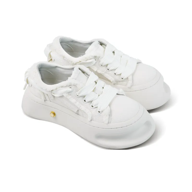 HOOF GOLDMINE 24SSHOOF Horseshoe Shoes | Classic Series 'White Calla Lily' Low Top Canvas Shoes Unisex White-2
