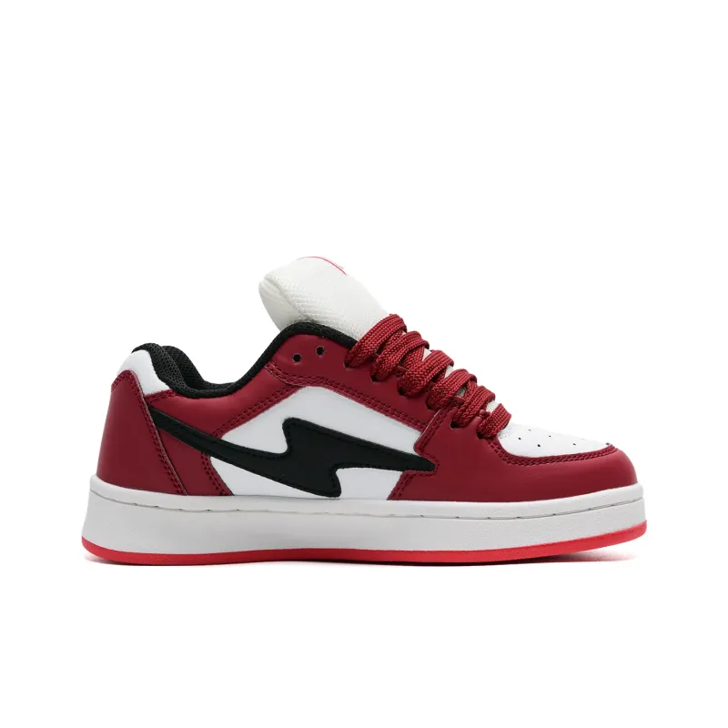 Circle small Skateboard Shoes Unisex Low Top White Red/White Black Sole/White Red Mismatched-7