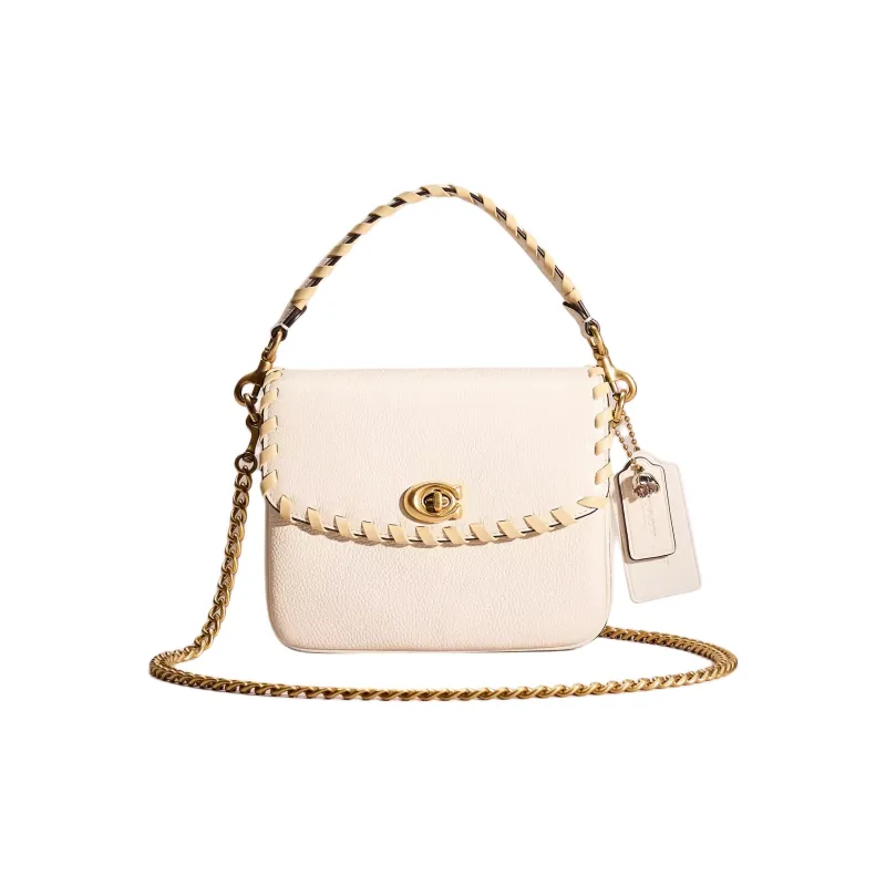 COACH Cassie Polished Pebble Leather Shoulder Bag, Crossbody Bag Women's Chalk-0
