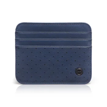 BVP Cow Leather Card Holder Unisex Blue