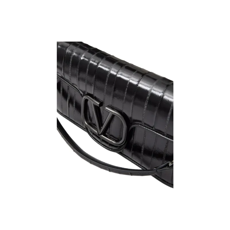 Valentino GARAVANILocò Eel Skin Portable Crossbody Bag, Shoulder Bag Women's Black-6