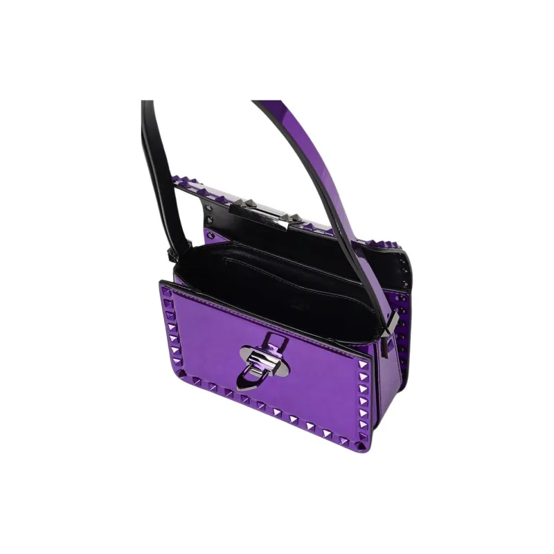 Valentino Metal Leather One Shoulder Handbag Mini Women's Electric Glow Purple-3