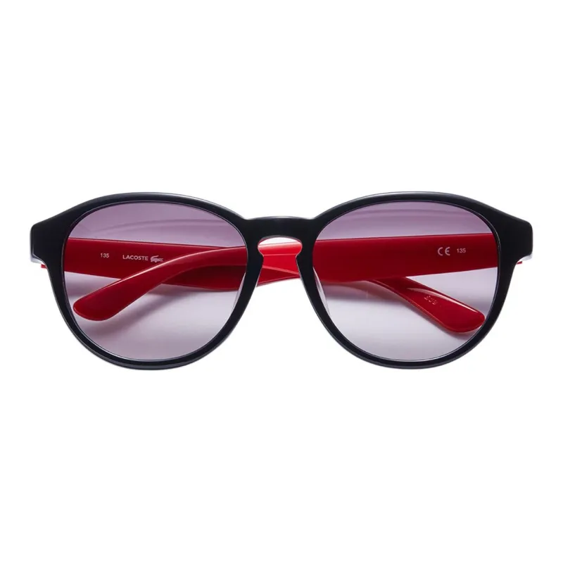 LACOSTE Plate Frame Round Sunglasses Unisex Black-1