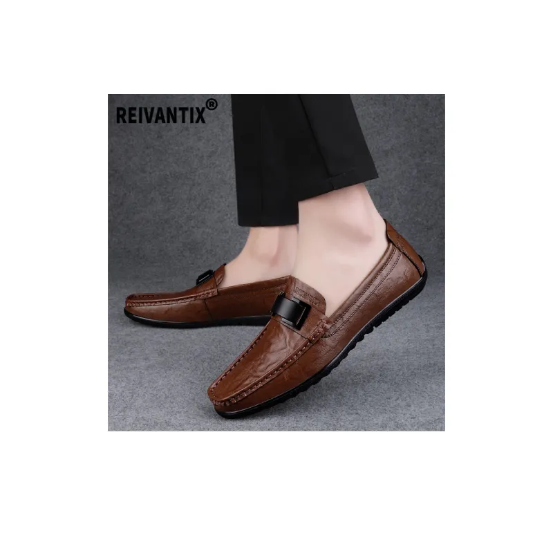 Reivantix Gommino Loafers Unisex Brown-5