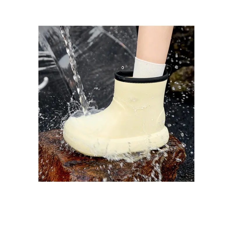AGSDON Rain Boots Women's Gold/Light Yellow-3