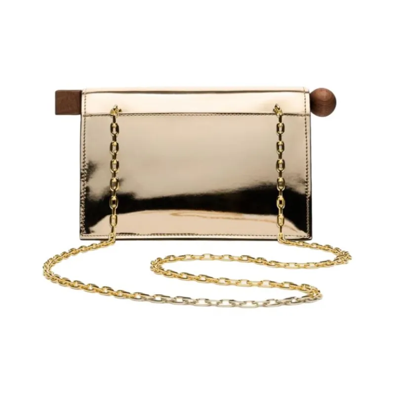 Jacquemus Logo Plaque Metallic Clutch Bag-3