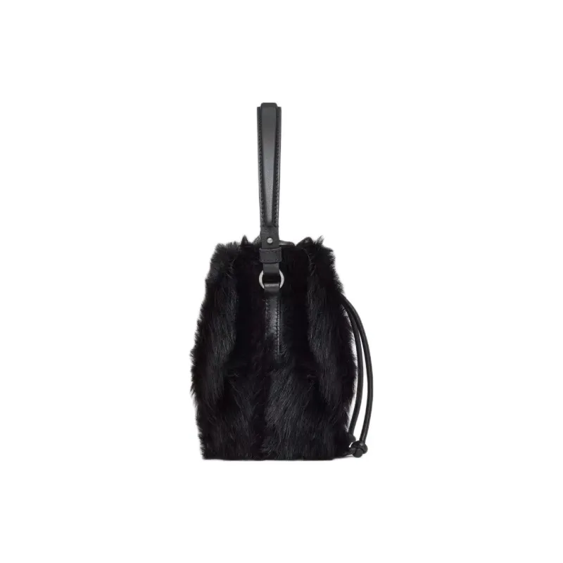 Valentino Sheepskin Bucket Bags Shoulder Bag Crossbody Bag Handbag Mini Women's Black-2