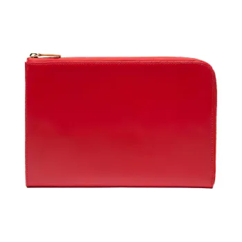 ETTINGER Leather Clutch Large Size Unisex Red & Tan