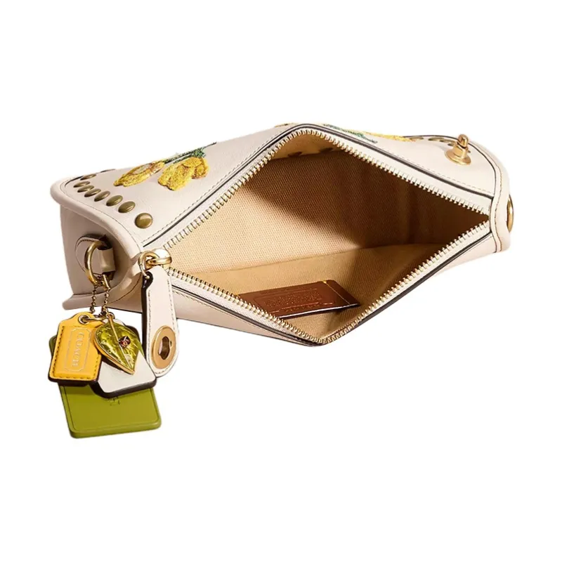 COACH Swinger Gloves Made Of Tanned Leather Crossbody Bag Shoulder Bag Medium Size Women's Brass With White Jade Inlay-2