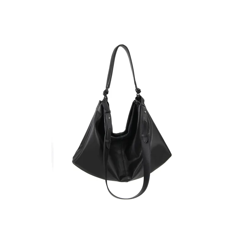 YOCAMU Top Grain Cow Leather Tote Bag Shoulder Bag Women's Black-0
