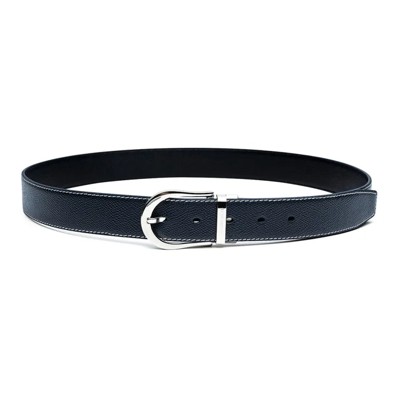 Anthony Miles Top Grain Cow Leather Leather Belts Men's Blue 3.4cm-3