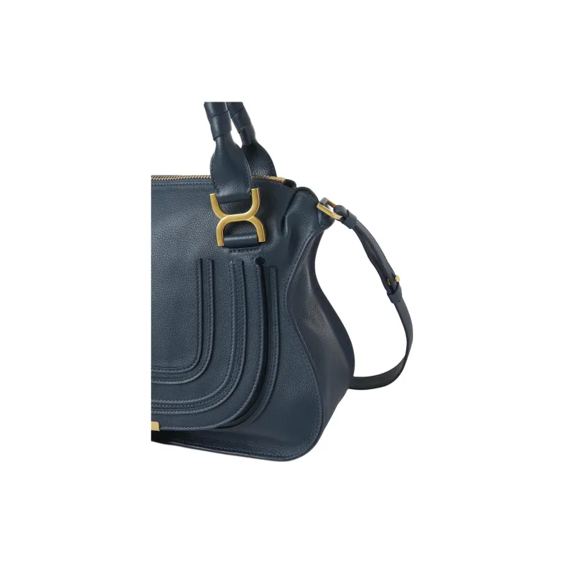 Chloe Marcie Grained Calfskin Shoulder Bag Crossbody Bag Handbag Women's Blue Tapestries-2